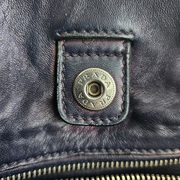 Prada Suede Scamosciato Twin Pocket Tote Bag (Navy/Midnight Blue) - Picture 9 of 10